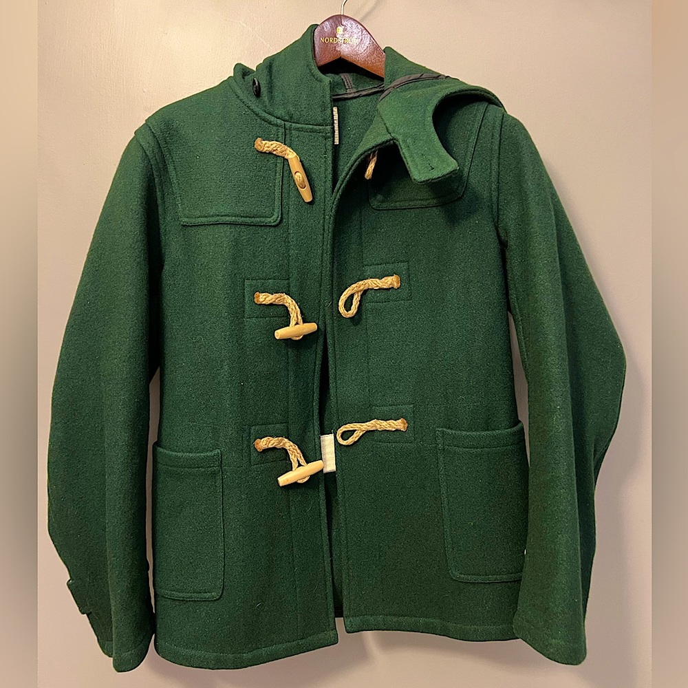 Green wool duffle coat